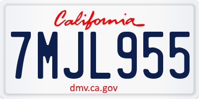 CA license plate 7MJL955