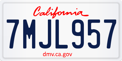 CA license plate 7MJL957