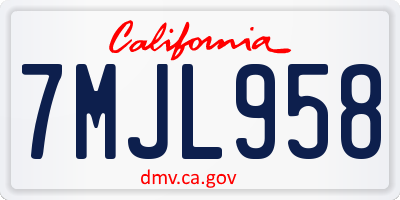 CA license plate 7MJL958