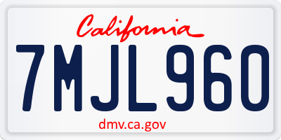 CA license plate 7MJL960