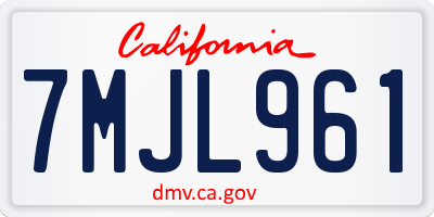 CA license plate 7MJL961