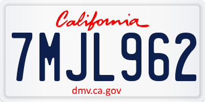 CA license plate 7MJL962