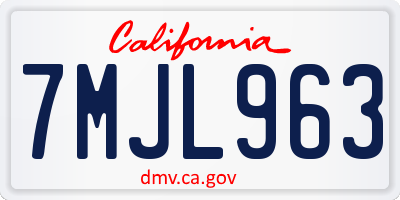 CA license plate 7MJL963