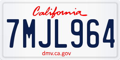 CA license plate 7MJL964