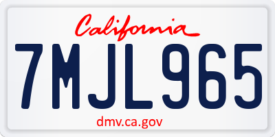 CA license plate 7MJL965