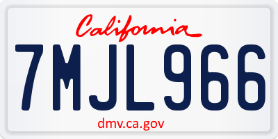 CA license plate 7MJL966