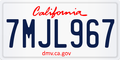 CA license plate 7MJL967