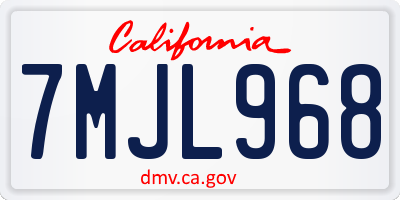 CA license plate 7MJL968