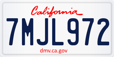 CA license plate 7MJL972