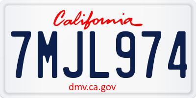 CA license plate 7MJL974