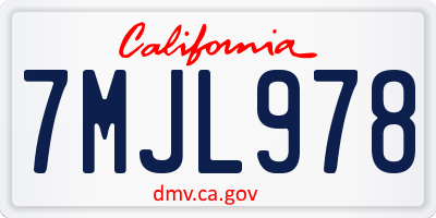 CA license plate 7MJL978