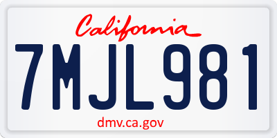 CA license plate 7MJL981