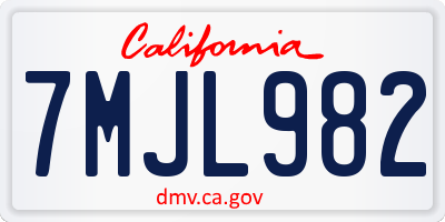 CA license plate 7MJL982