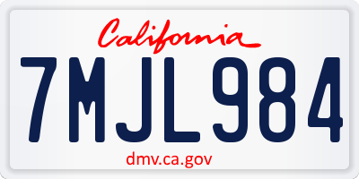 CA license plate 7MJL984