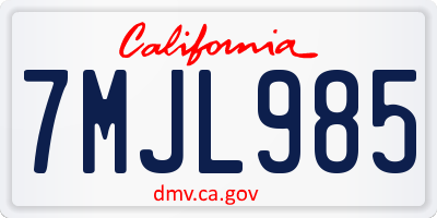 CA license plate 7MJL985