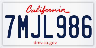 CA license plate 7MJL986