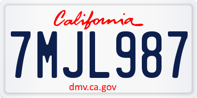 CA license plate 7MJL987