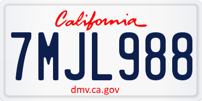 CA license plate 7MJL988