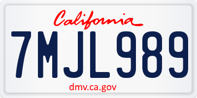 CA license plate 7MJL989