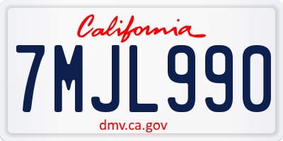 CA license plate 7MJL990