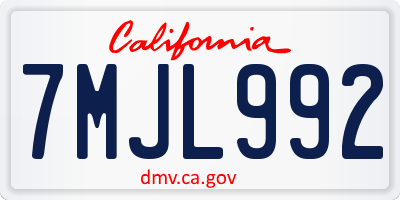 CA license plate 7MJL992