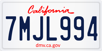 CA license plate 7MJL994