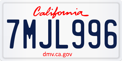 CA license plate 7MJL996