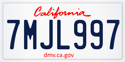 CA license plate 7MJL997