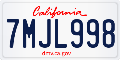 CA license plate 7MJL998