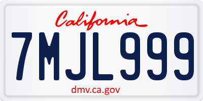 CA license plate 7MJL999