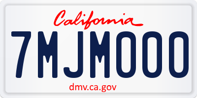 CA license plate 7MJM000