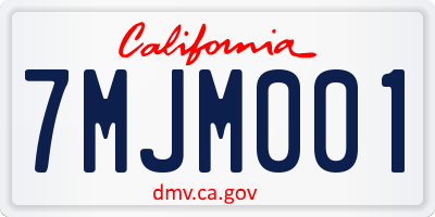 CA license plate 7MJM001