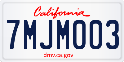 CA license plate 7MJM003