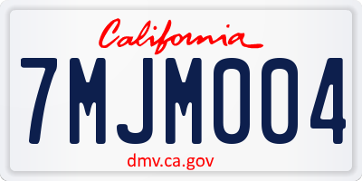 CA license plate 7MJM004