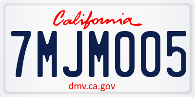 CA license plate 7MJM005