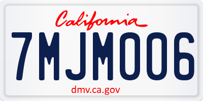 CA license plate 7MJM006