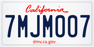 CA license plate 7MJM007