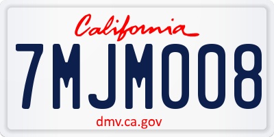 CA license plate 7MJM008