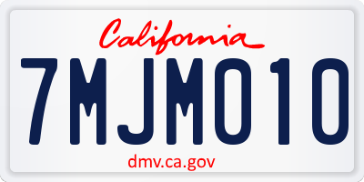 CA license plate 7MJM010