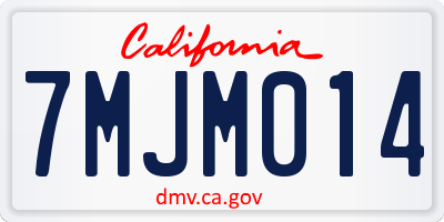 CA license plate 7MJM014