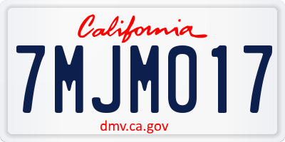 CA license plate 7MJM017