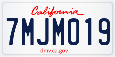 CA license plate 7MJM019