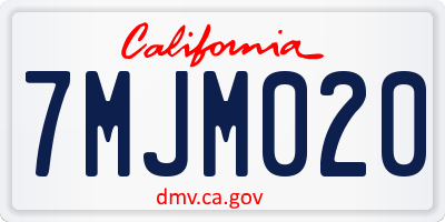 CA license plate 7MJM020