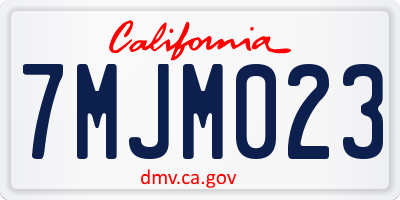 CA license plate 7MJM023