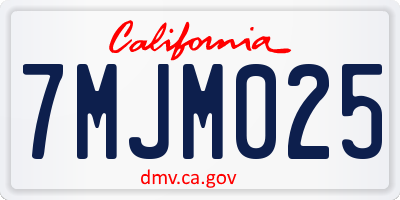 CA license plate 7MJM025