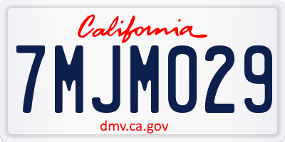 CA license plate 7MJM029