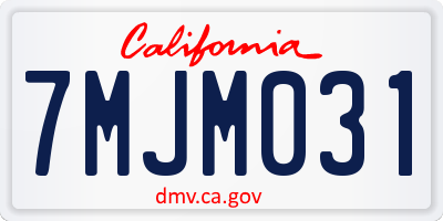 CA license plate 7MJM031