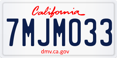 CA license plate 7MJM033