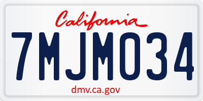 CA license plate 7MJM034