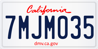 CA license plate 7MJM035